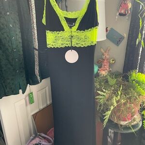 Sourpuss Black and Neon Lace Slipdress